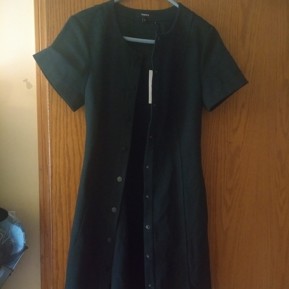 Theory Dark Green Button Up Dress